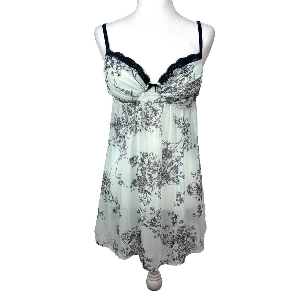 Apt.9 Chiffon Babydoll Top Sz M Sheer Floral Festival Club Y2K Romantic Coquette